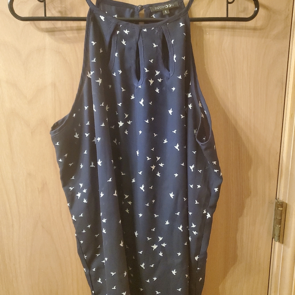 Papermoon, navy with little white birds, size L
